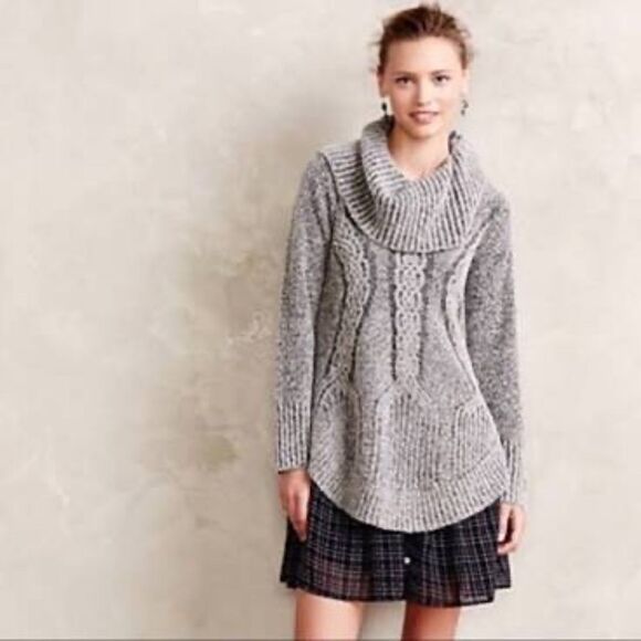 Anthro Angel Of The North Grey Cowl Neck Sweater - Picture 1 of 10